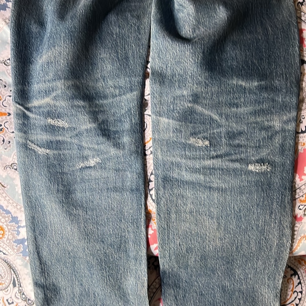 90s vintage high rise tapered / straight leg distressed blue jeans 25 - Picture 15 of 16